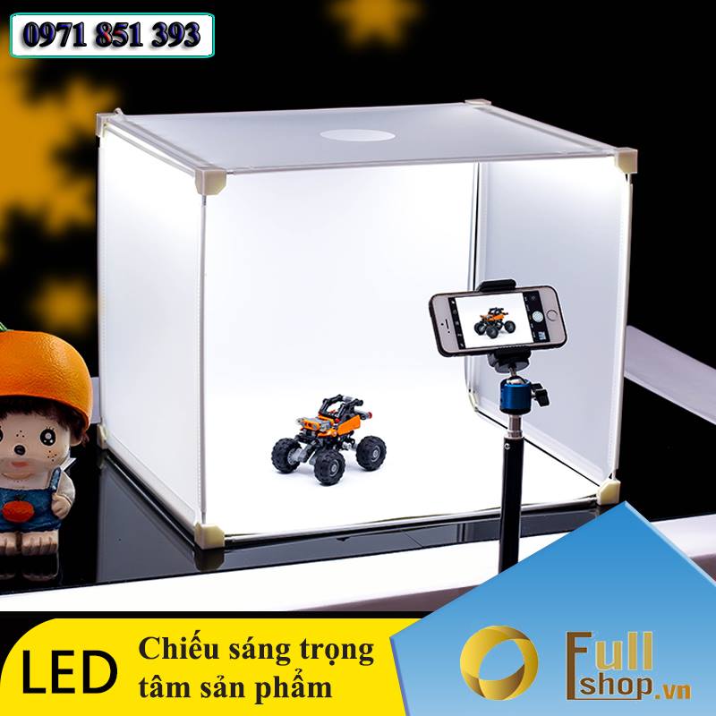 Hộp chụp sản phẩm có sẵn đèn LED 45x35x35 [Tặng kèm 1 phông nền ...