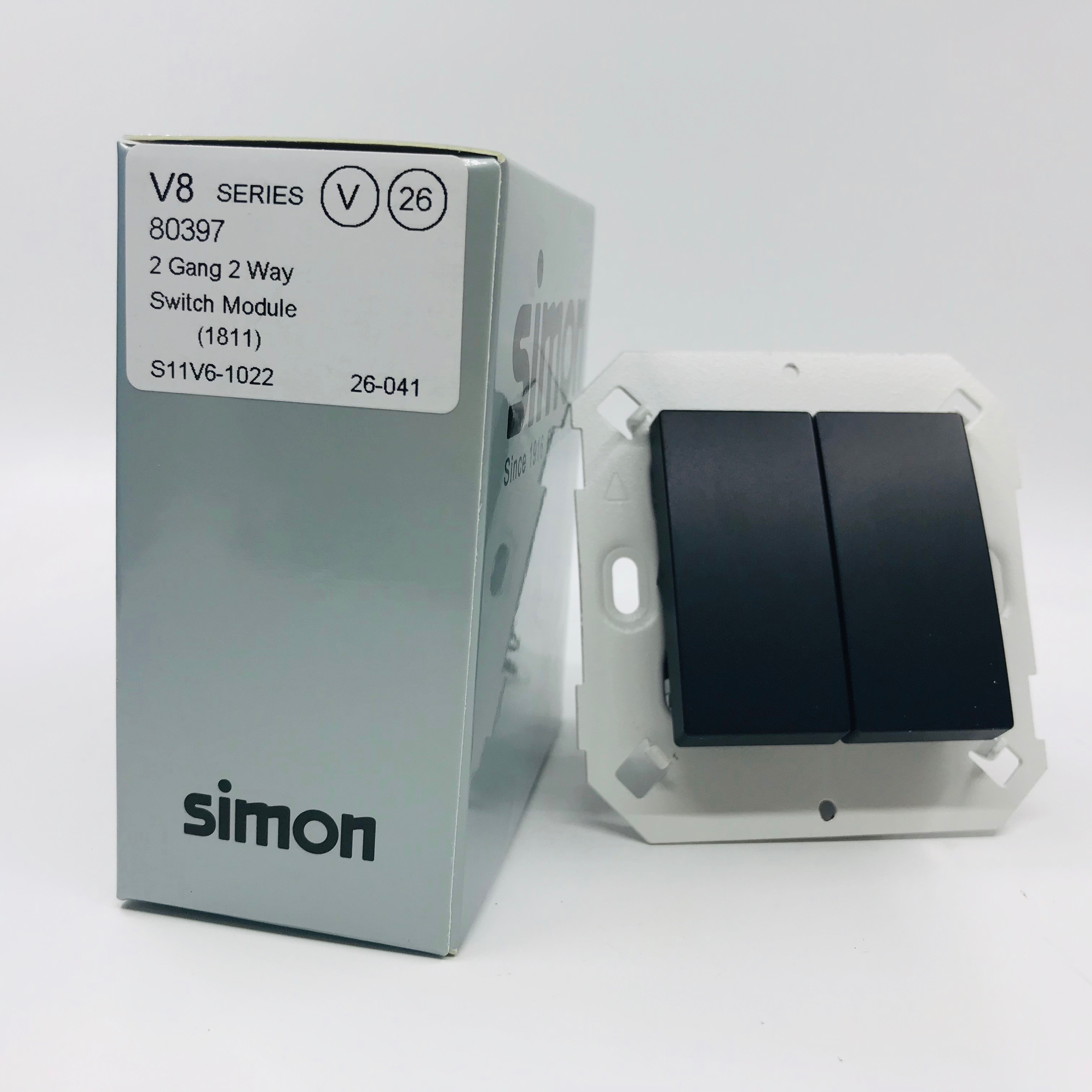 Sumon Modukale Module Công tắc đôi 16A 2 chiều màu đen SIMON Series V8 08397-26 ...