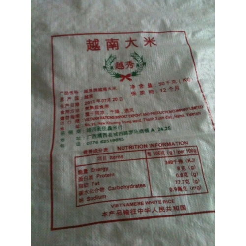 Bao đựng 50kg gạo xuất khẩu Trung Quốc