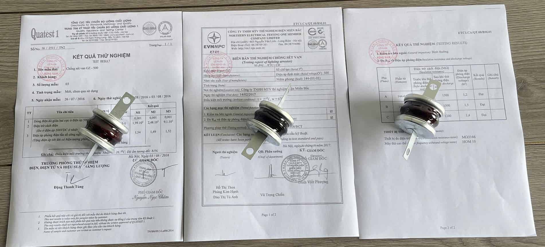 Báo giá chống sét van GZ500 số lượng 1 đến 5 bộ có hóa đơn và và co, cq