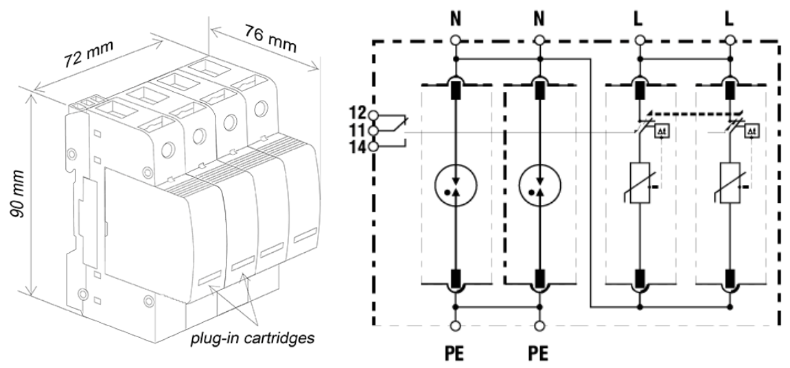 hướng dẫn lắp thiết bị chống sét 1 pha STPT12-25K275V-2PGM