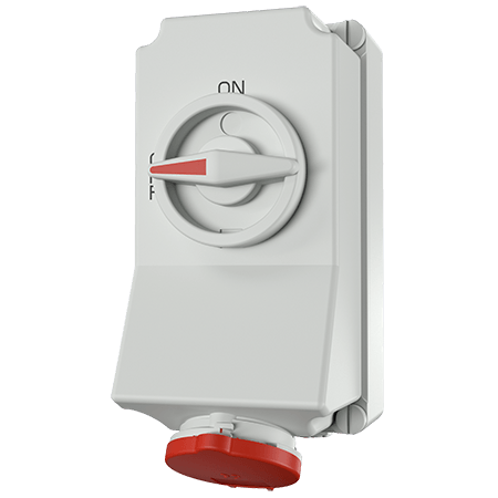 Ổ  cắm công nghiệp có khóa liên động, loại không kín nước, 3 pha - 16A - 4 chân - IP44 - Mã 5100A