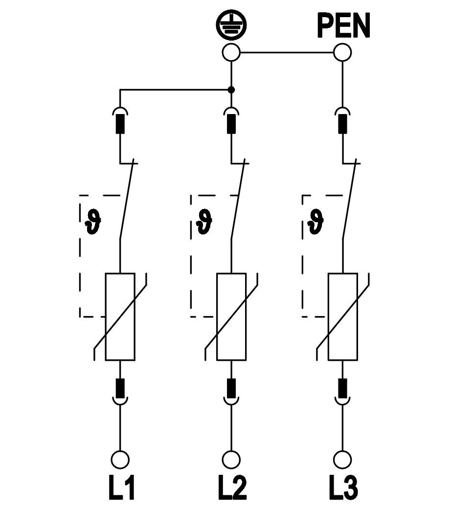 Sơ đồ đấu nối thiết bị chống sét OBO V20-3-280 5095163