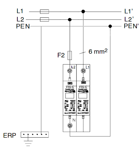   Thiết bị cắt lọc sét 2 pha: V25-B+C 2