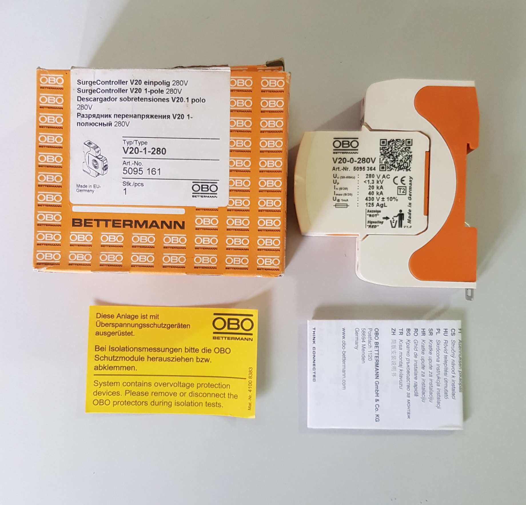 Thiết bị cắt lọc sét OBO V20-1-280 hãng obo đức