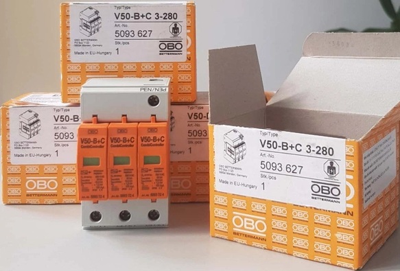 Thiết bị chống sét OBO V50 type 1+2 chống sét tủ điện công trình 3 pha
