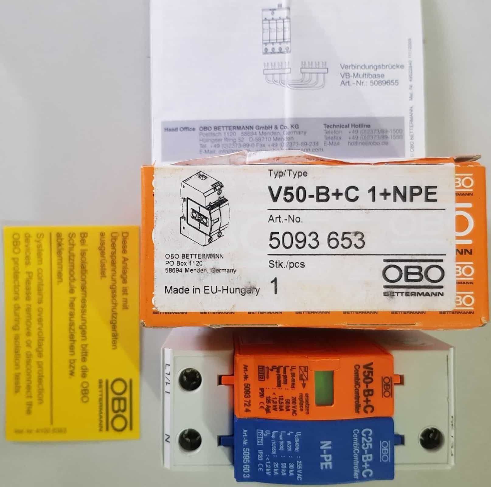 Thiết bị chống sét lan truyền 1 pha OBO lắp cho cơ điện