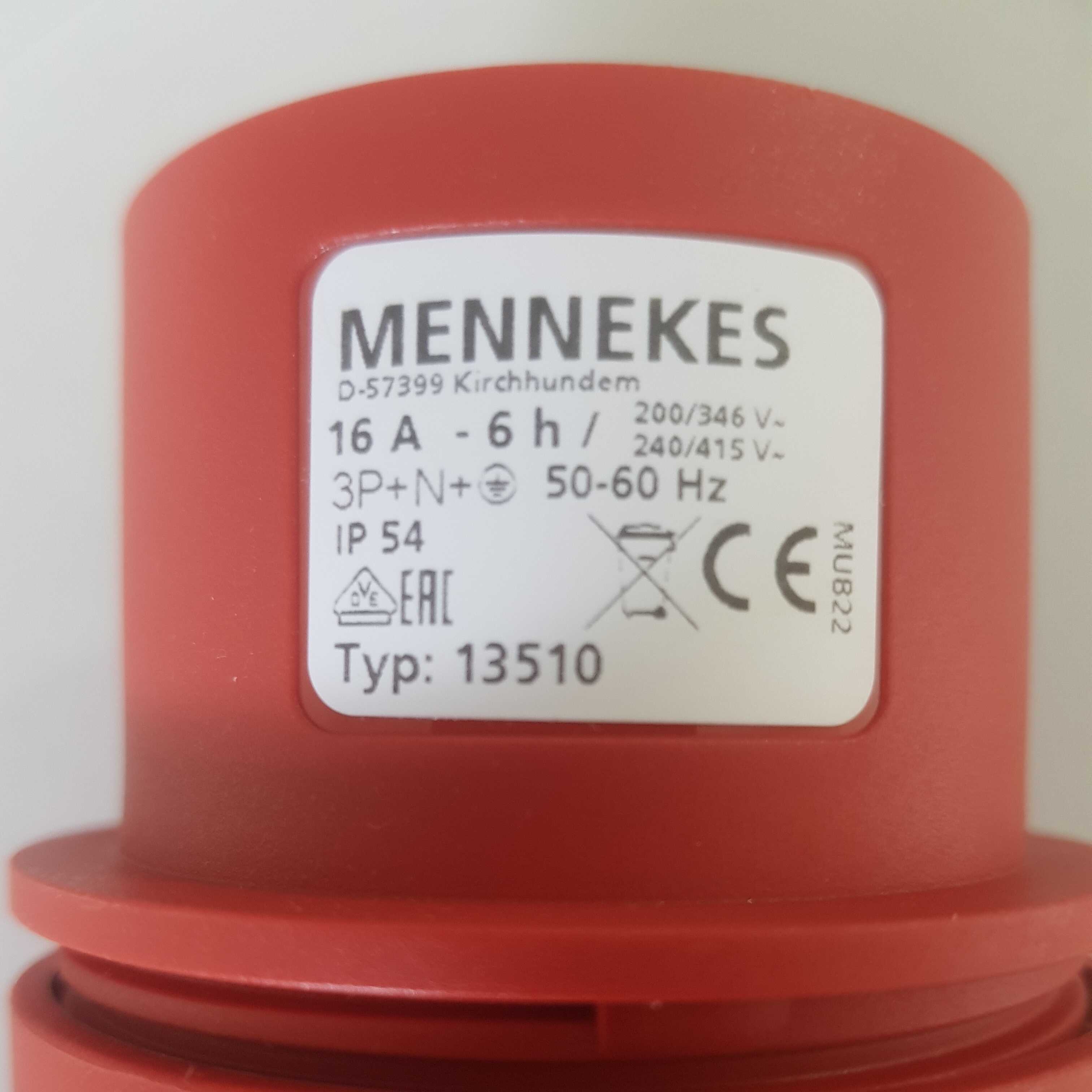 Mennekes, loại không kín nước 3 Pha - 16A - 5 chân - IP 44 - Mã 13510