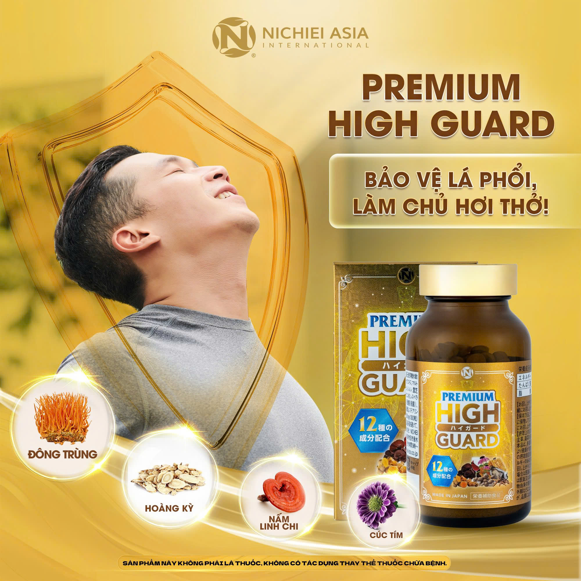 Viên Uống Bổ Phổi Nano Premium High Guard Nichiei Bussan Nhật Bản 300 Viên – Giải Pháp Cho Người Mắc Hen Suyễn