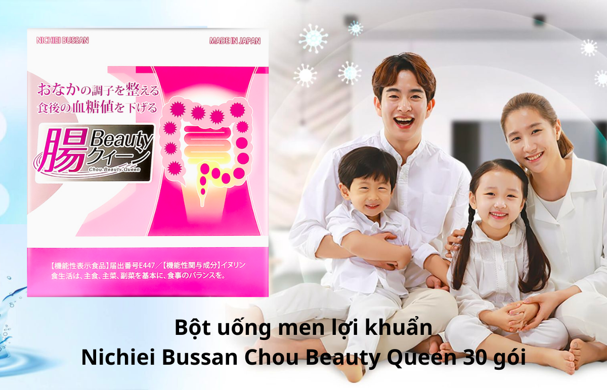 Bột uống men lợi khuẩn Nichiei Bussan Chou Beauty Queen Nhật Bản 30 gói - Michiko.vn