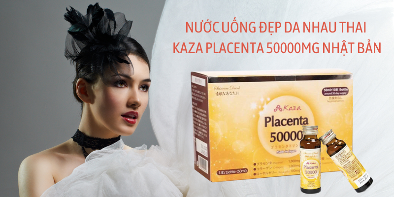 Nước Uống Tinh Chất Nhau Thai Kaza Placenta Nhật Bản 50000mg (Hộp 10 chai x 50ml)
