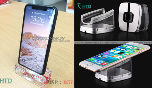 Chân đế mica cao cấp trưng bày điện thoại tại cửa hàng