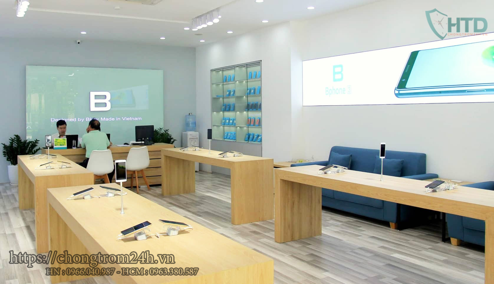 Chống trộm hàng trung bày điện thoại tại Bphone Store