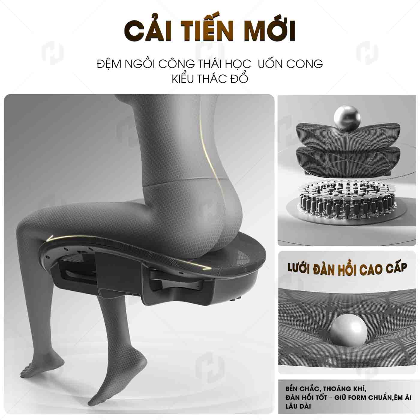 Ghế công thái học HTD-W892 thiết kế chuẩn y khoa