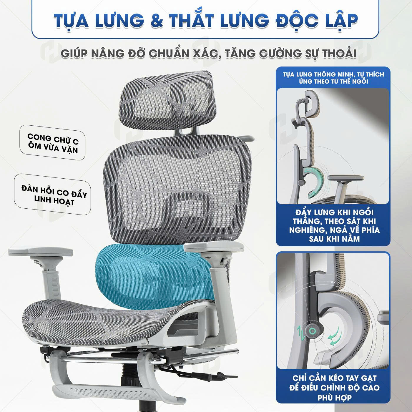 Ghế công thái học full lưới HTD-LS900 Chống đau lưng