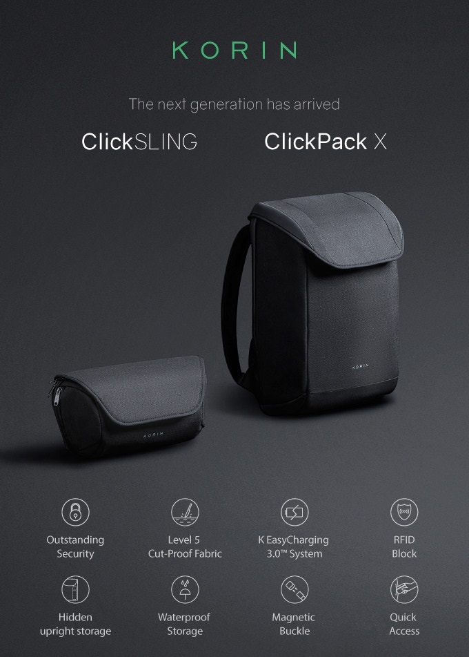 Balo chống trộm ClickPack X by Korin Design Chính hãng - Giá rẻ