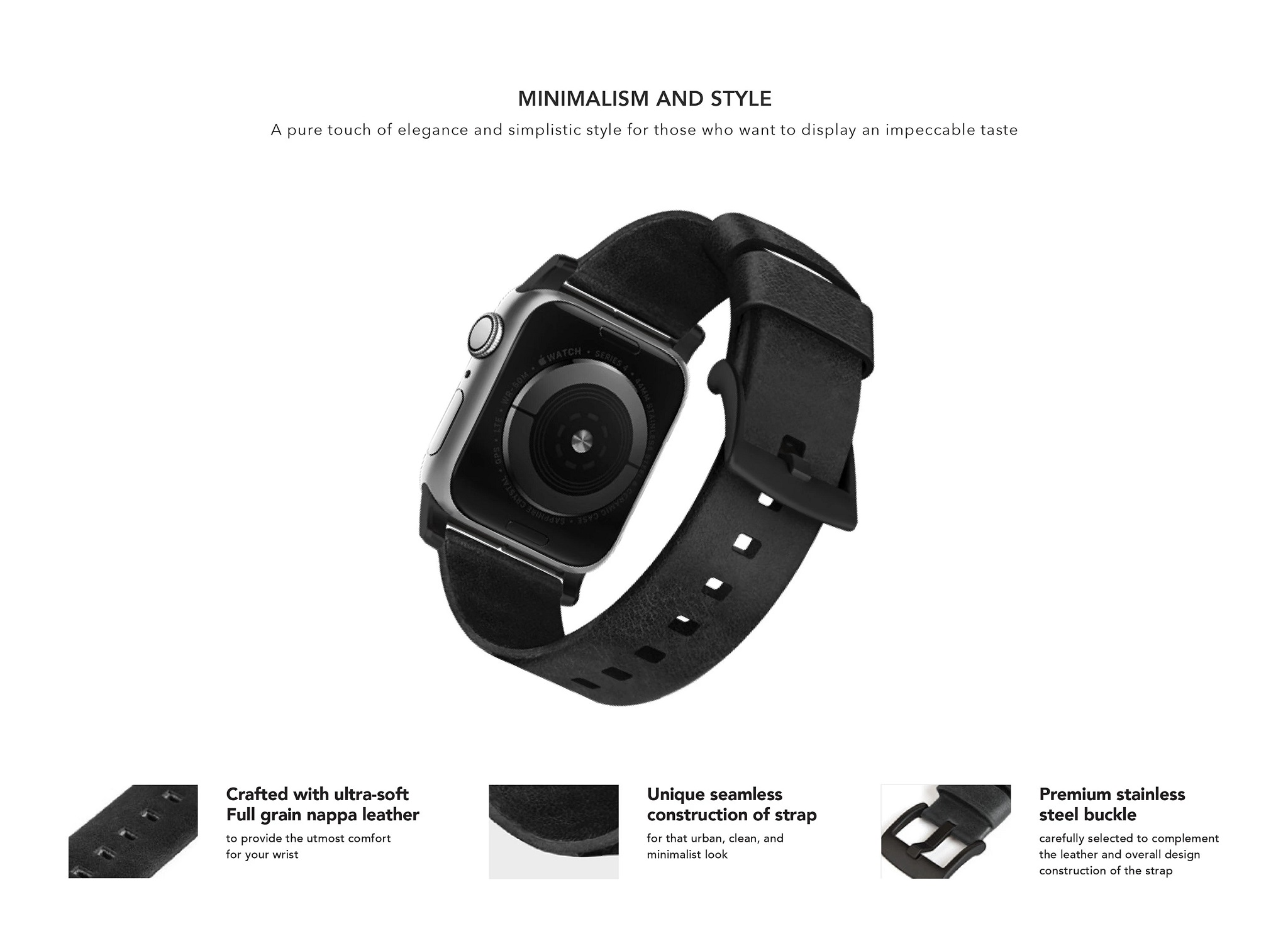 Dây đeo Apple Watch UNIQ-Mondain Genuine Leather Strap 44mm 2 broshop uniq mondain apple watch genuine leather strap 44mm 2