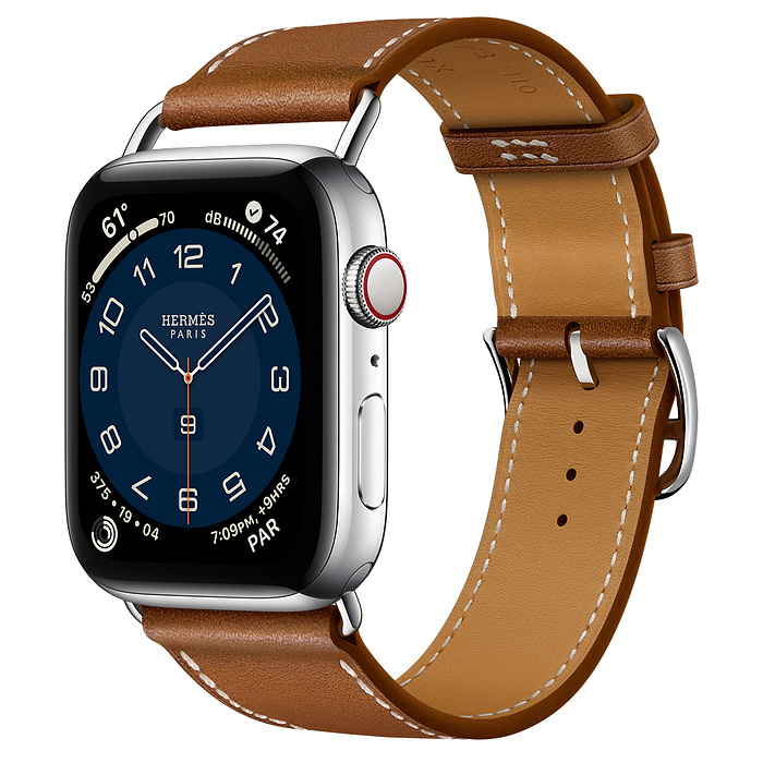 apple watch hermès stainless steel case with bleu indigo swift leather single tour