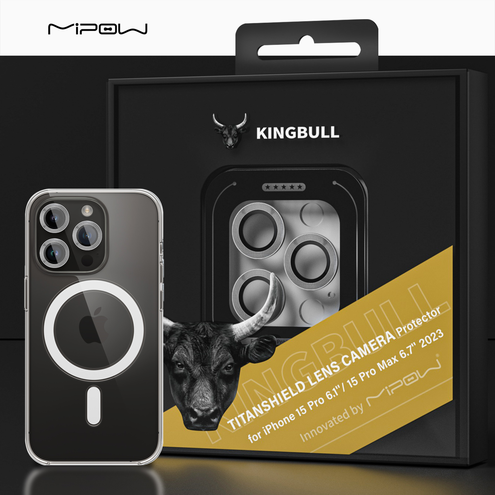 MIPOW KingBull Camera Lens Protector for iPhone 15 and iPhone 15 Plus