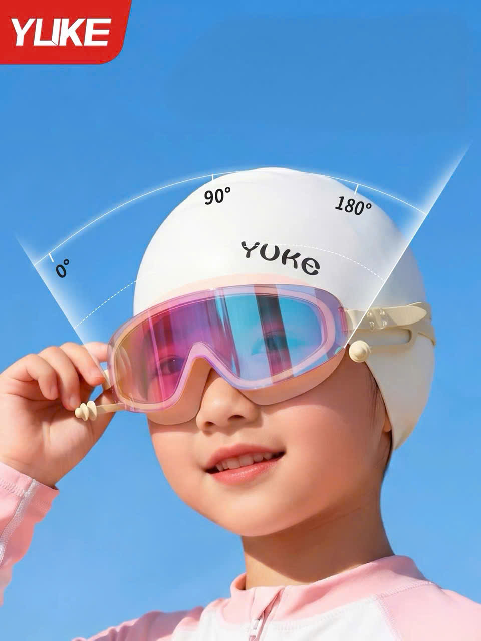 Kính bơi trẻ em tráng gương tầm nhìn rộng chính hãng Yuke