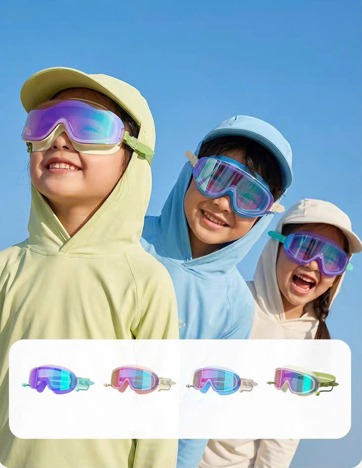 Kính bơi trẻ em tráng gương tầm nhìn rộng chính hãng Yuke