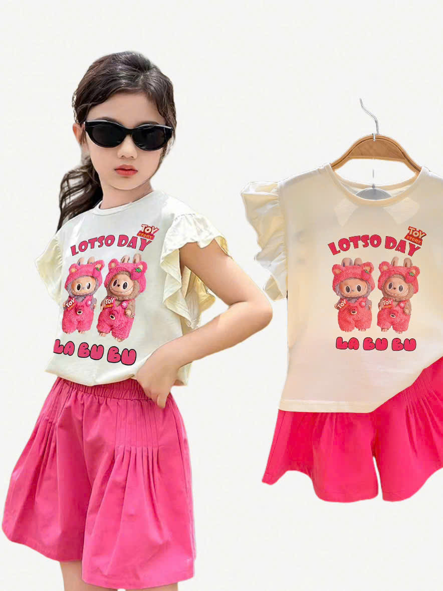 Đồ bé gái, set quần áo bé gái labubu, capybara