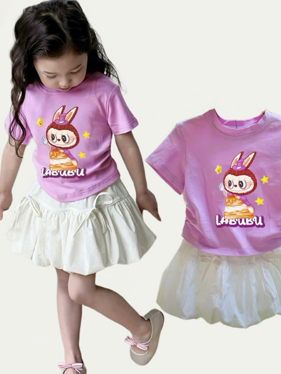 Áo thun labubu capybara cho bé gái