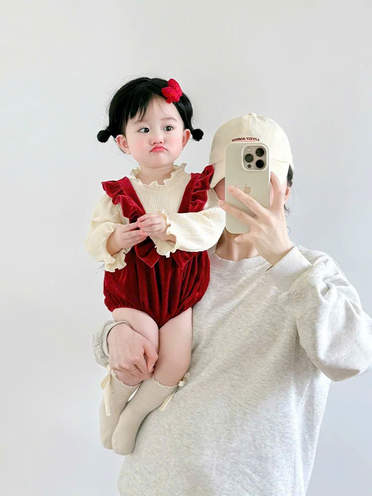Body đỏ Noel cho bé gái sơ sinh