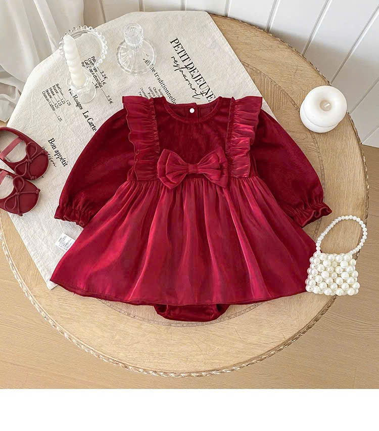 Body đỏ Noel cho bé gái sơ sinh