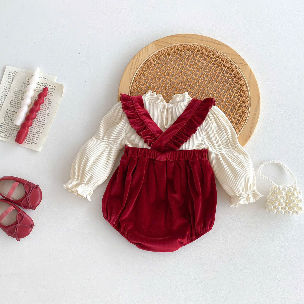 Body đỏ Noel cho bé gái sơ sinh