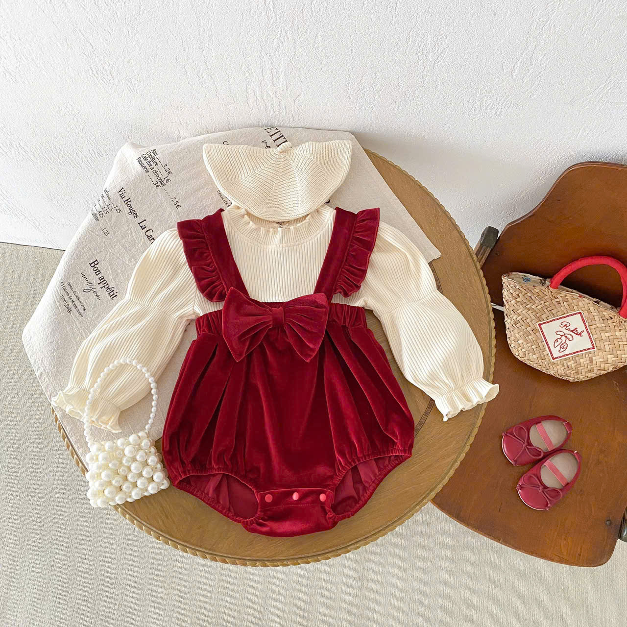 Body đỏ Noel cho bé gái sơ sinh