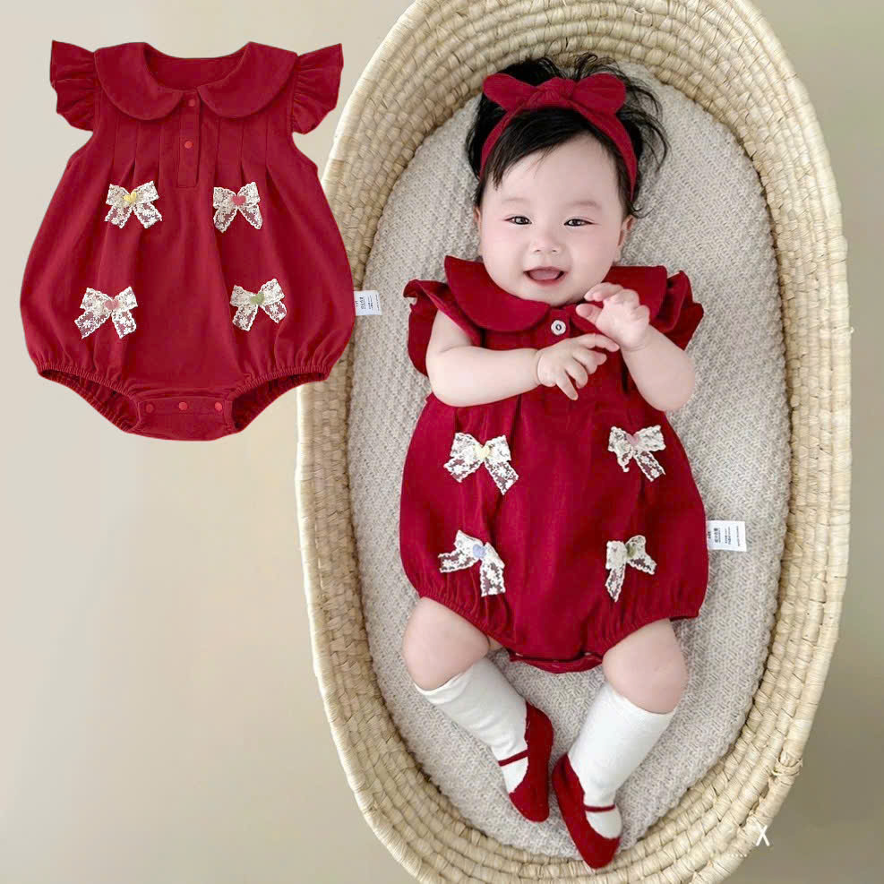 Body đỏ Noel cho bé gái sơ sinh