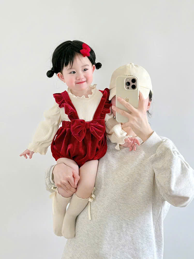 Body đỏ Noel cho bé gái sơ sinh