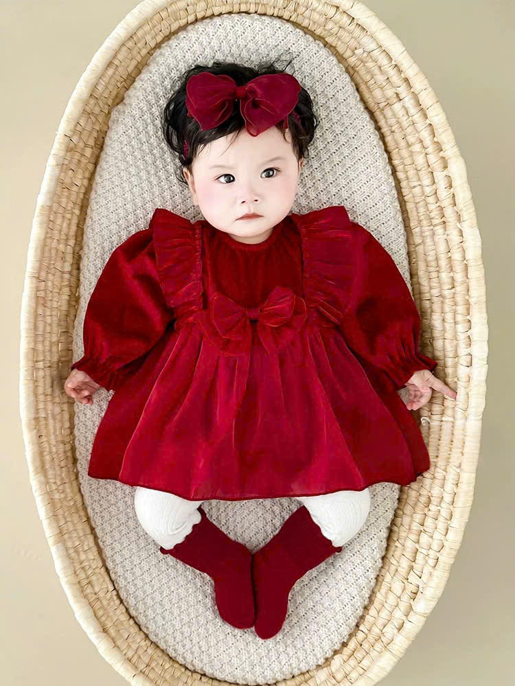 Body đỏ Noel cho bé gái sơ sinh
