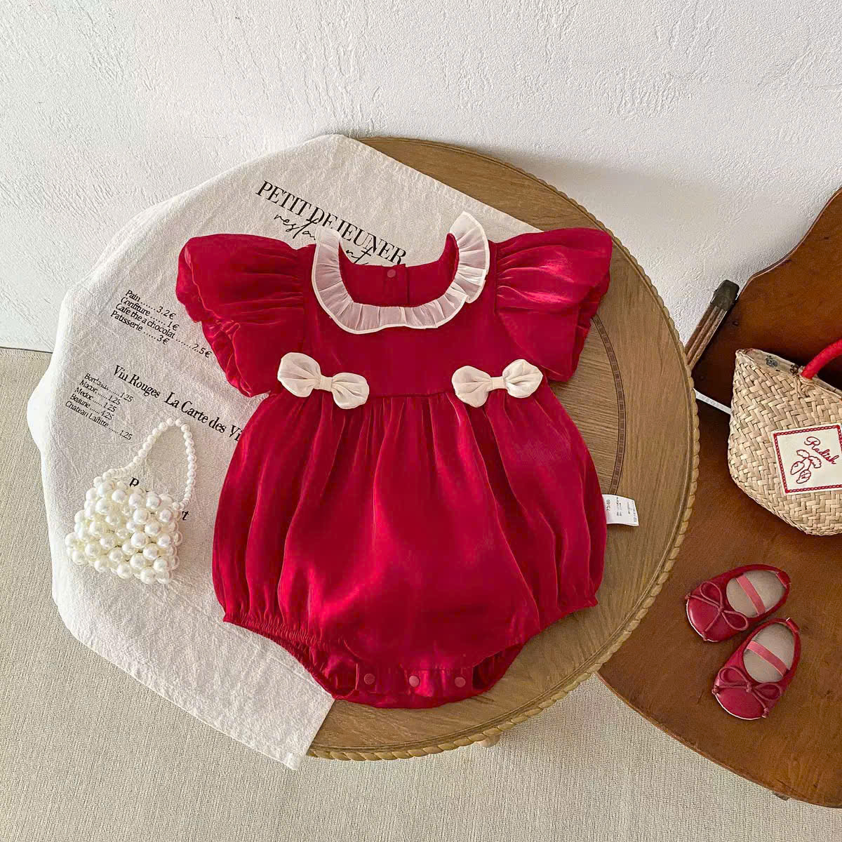 Body đỏ Noel cho bé gái sơ sinh