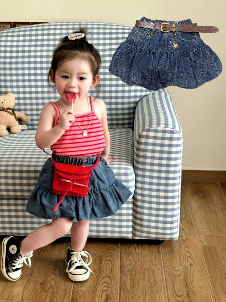 Chân váy jean, kaki cho bé gái 2 đếm 10-12 tuổi