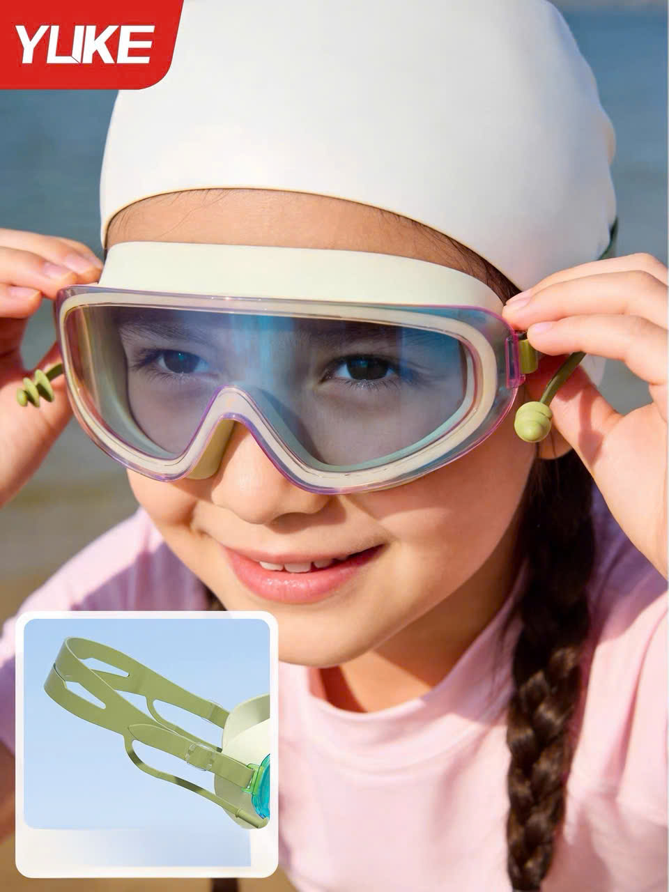 Kính bơi trẻ em tráng gương tầm nhìn rộng chính hãng Yuke