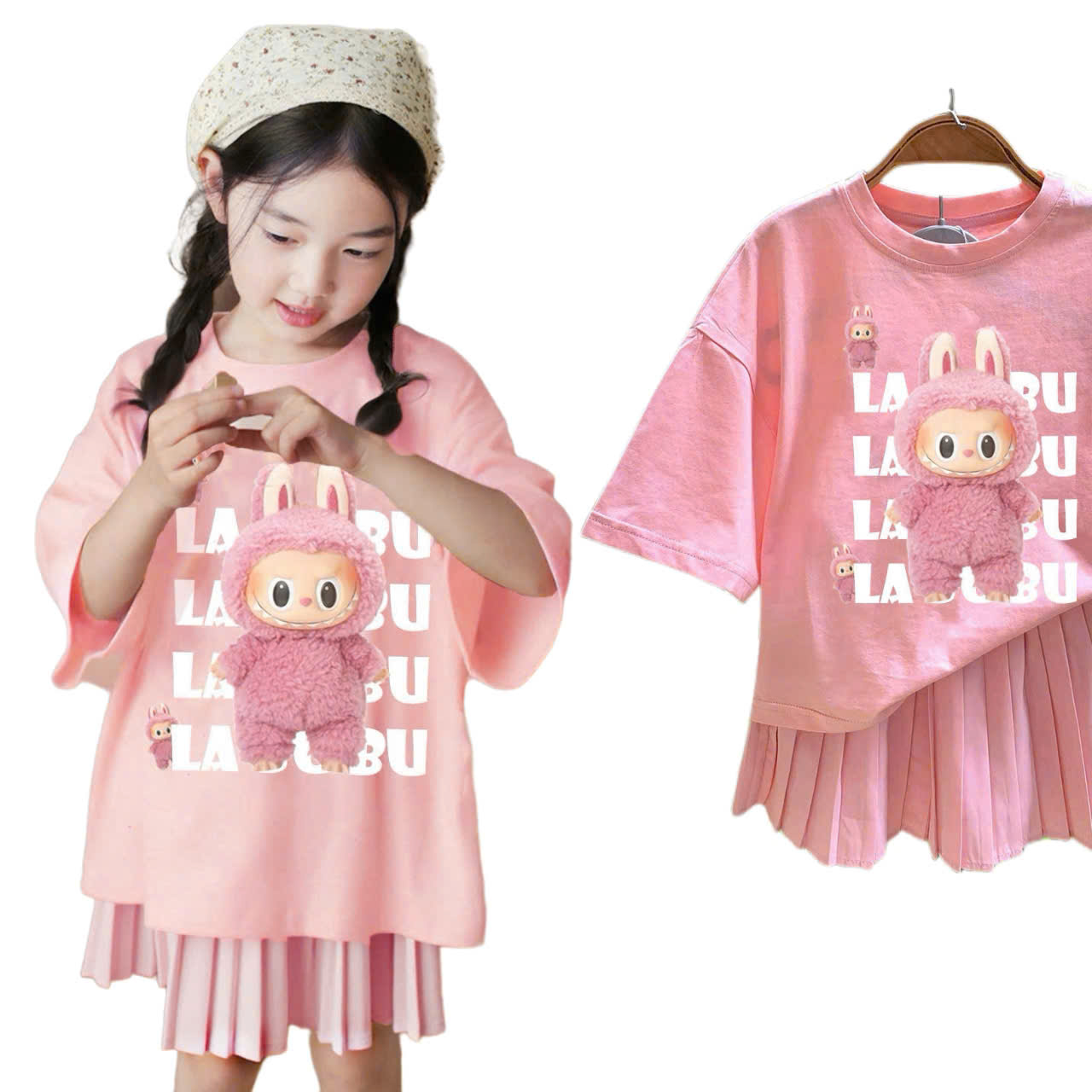 Đồ bé gái, set quần áo bé gái labubu, capybara