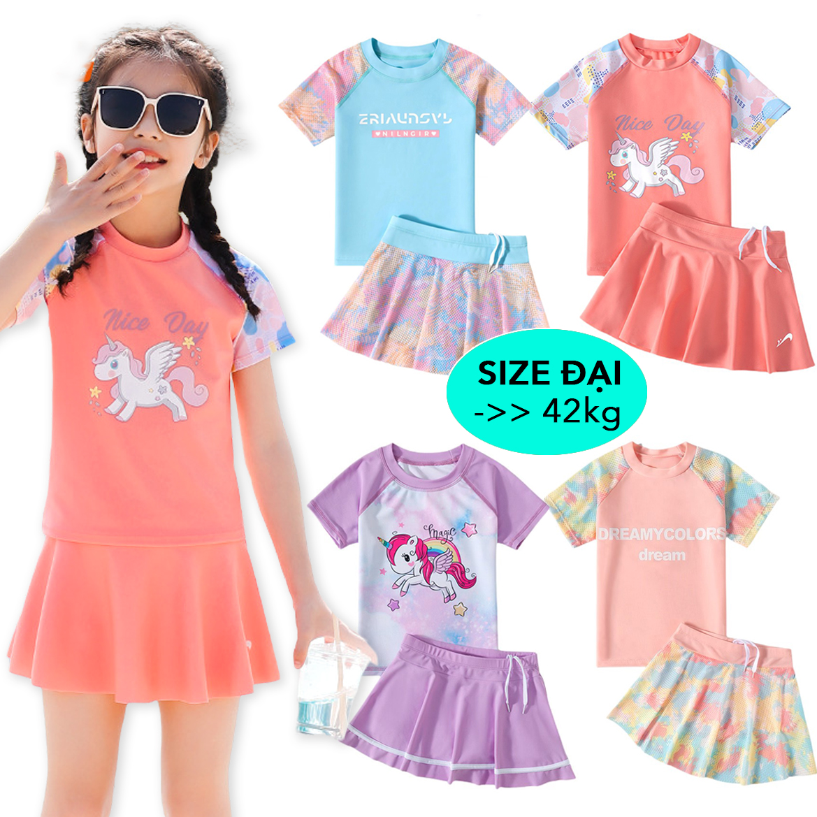 Đồ bơi cho bé gái size đại 4-6-8-10-12-14 tuổi