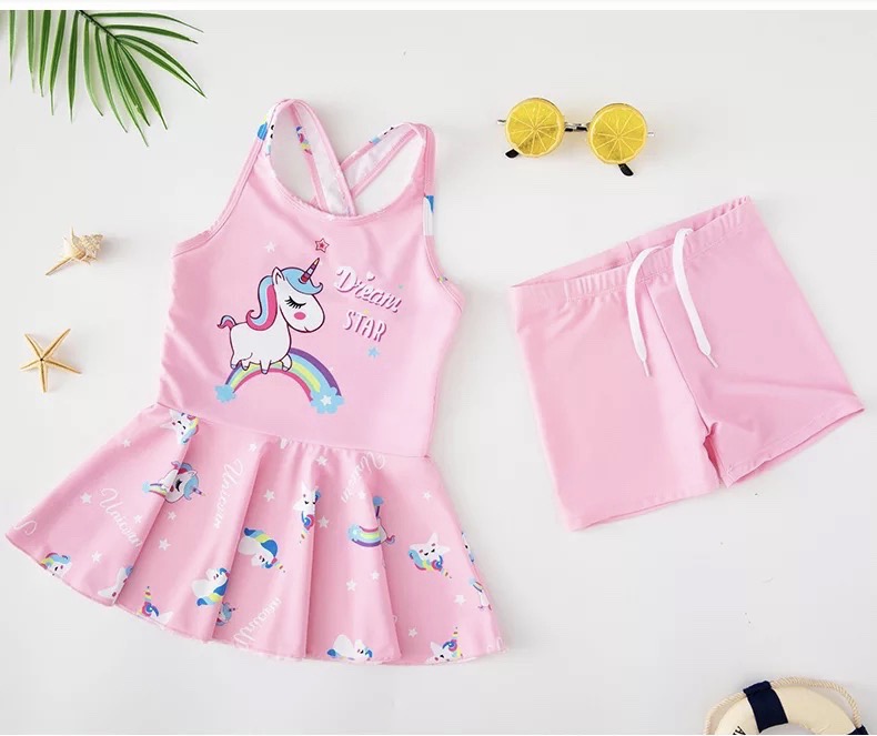 Bộ áo váy bé gái in ngựa Pony và hoa