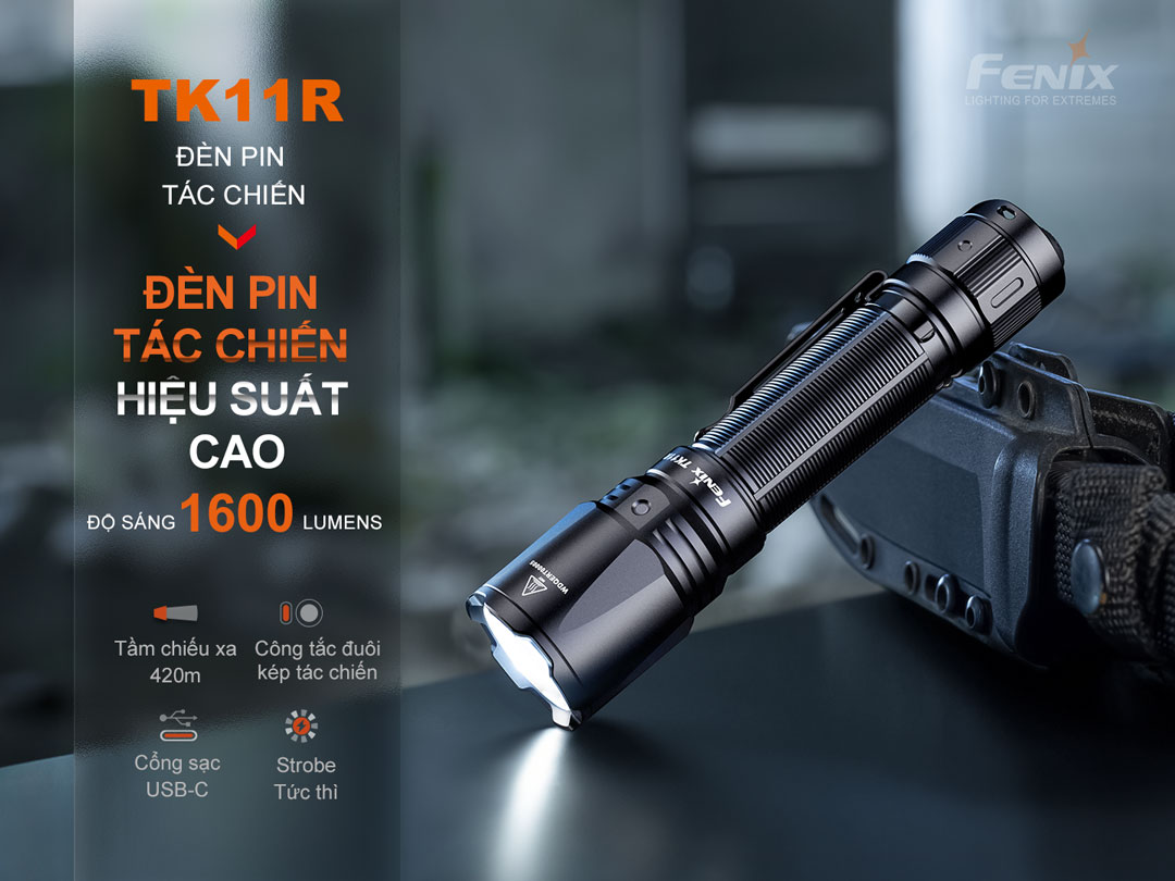 Đèn pin FENIX TK11R sáng 1600 lumen chiếu xa 420m