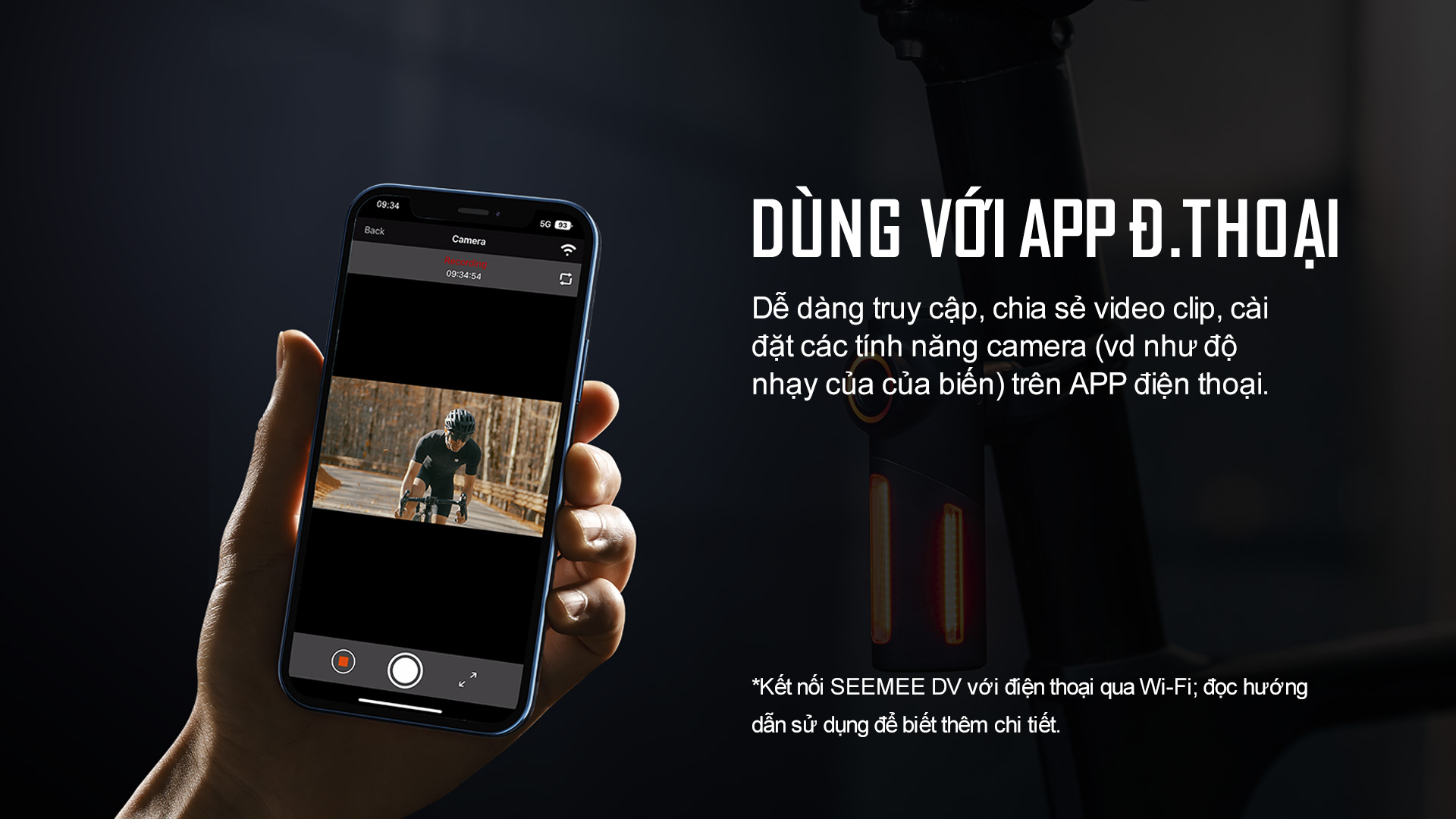 Đèn hậu xe camera MAGICSHINE SEEMEE DV độ sáng 30 lumen kết nối qua app điện thoại