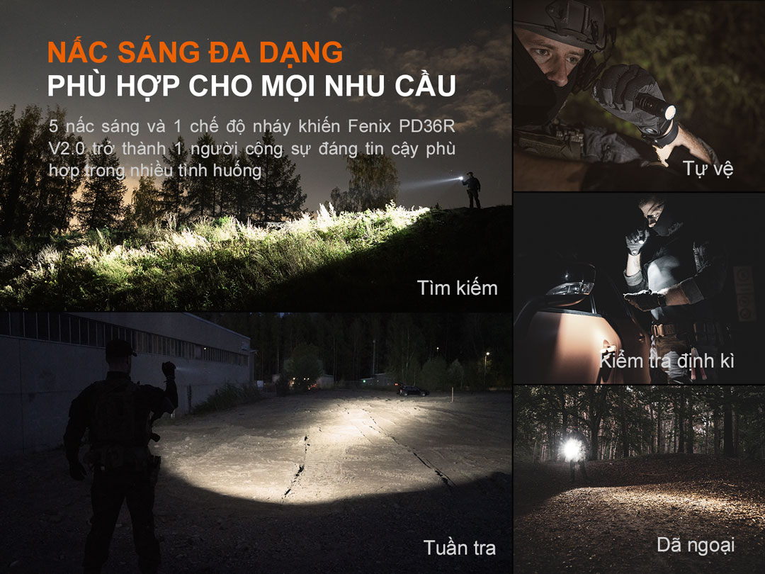 Đèn pin FENIX PD36R v2.0 ánh sáng mạnh mẽ phù hợp với nhiều công việc.