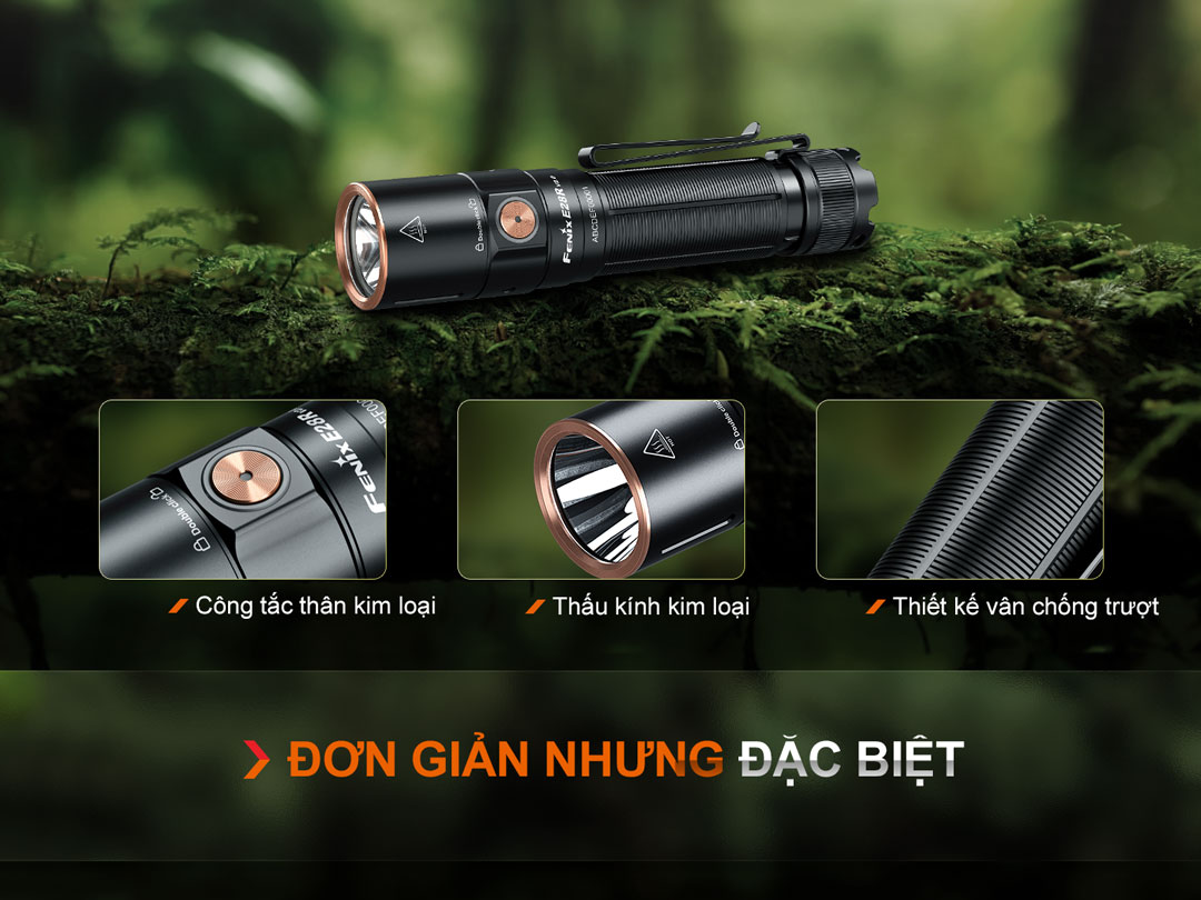 Đèn pin FENIX E28R V2.0 thiết kế chắc chắn đơn giản