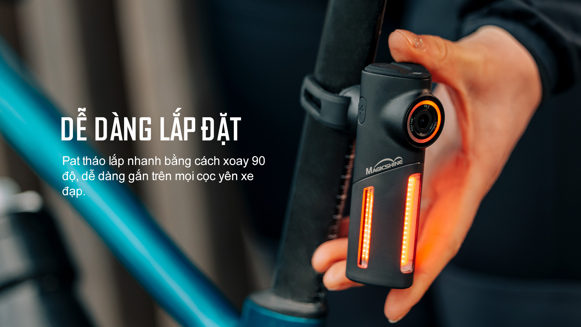 Đèn hậu xe camera MAGICSHINE SEEMEE DV dễ dàng lắp đặt