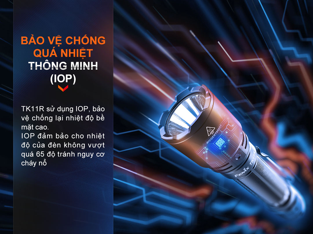 Đèn pin FENIX TK11R có bảo vệ chống quá nhiệt (IOP)