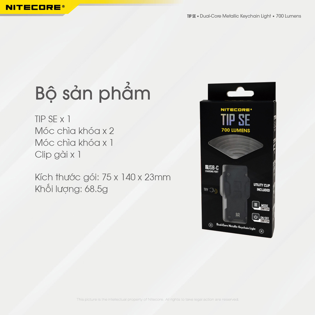 Bộ sản phẩm đèn móc khóa TIP SE
