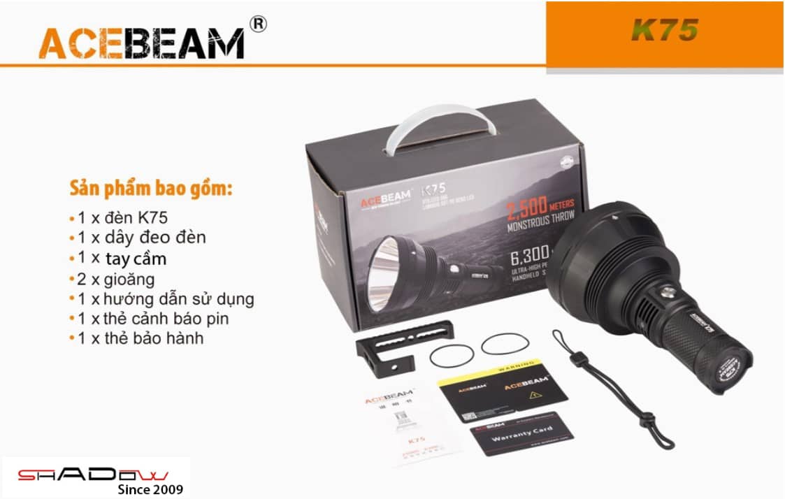 Acebeam K75 sử dụng pin 18650