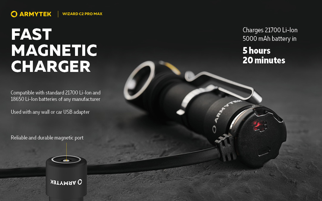 Đèn pin đội đầu ARMYTEK WIZARD C2 PRO MAX sạc pin nam châm hiện đại
