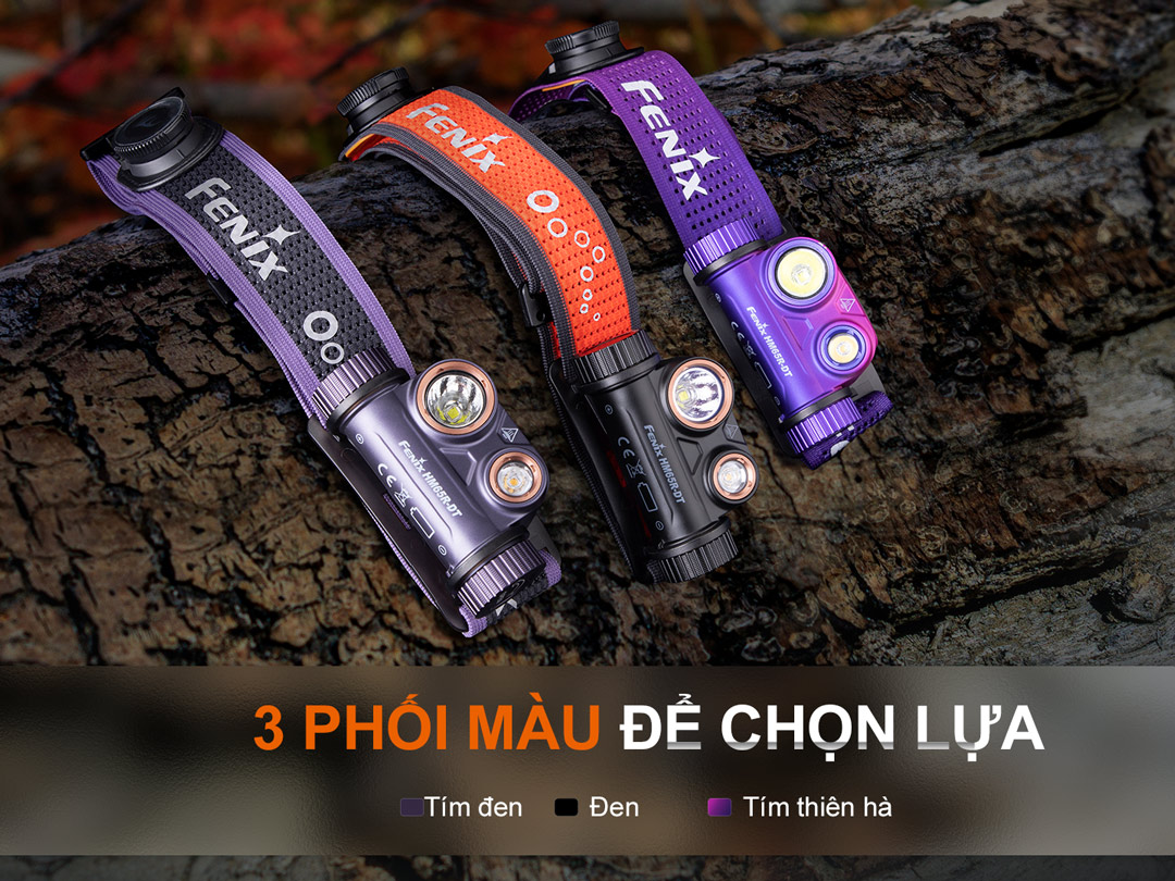 Đèn pin đội đầu FENIX HM65R-DT bao gồm 3 phiên bản màu sắc cho người dùng lựa chọn